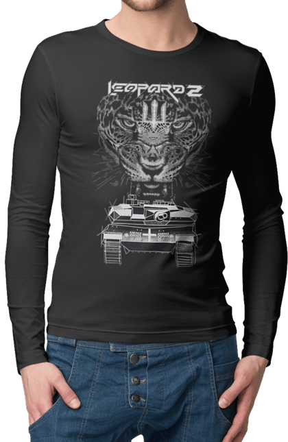 Чоловічий лонгслів з принтом "Леопард 2". Зсу, леопард, леопард 2, танк, танк леопард 2. 2070702