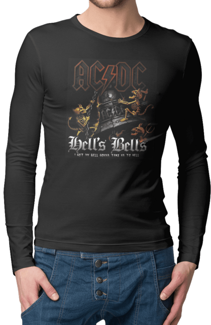 Чоловічій лонгслів з принтом "AC/DC". Acdc, блюз рок, група, музика, рок н ролл, хард рок. CustomPrint.market