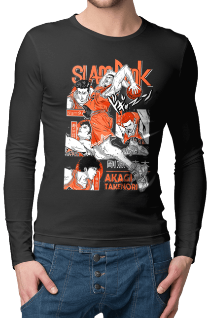 Men's longsleeve with prints Slam Dunk Takenori Akagi. Anime, basketball, comedy, manga, school, shonen, slam dunk, sports anime, takenori akagi. 2070702