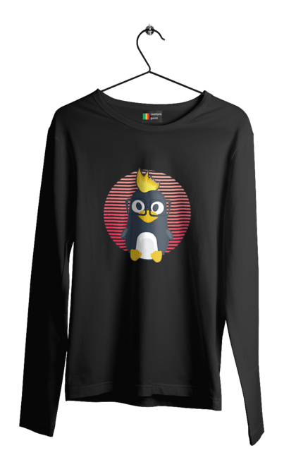 Чоловічий лонгслів з принтом "Лінукс". Айті, айтішнік, девелопер, іт, программіст, розробник. 2070702