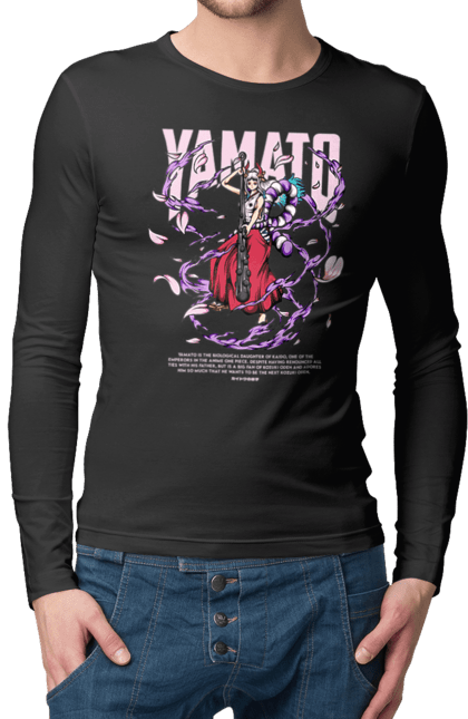 Men's longsleeve with prints One Piece Yamato. Anime, manga, one piece, pirates, straw hat pirates, yamato. 2070702