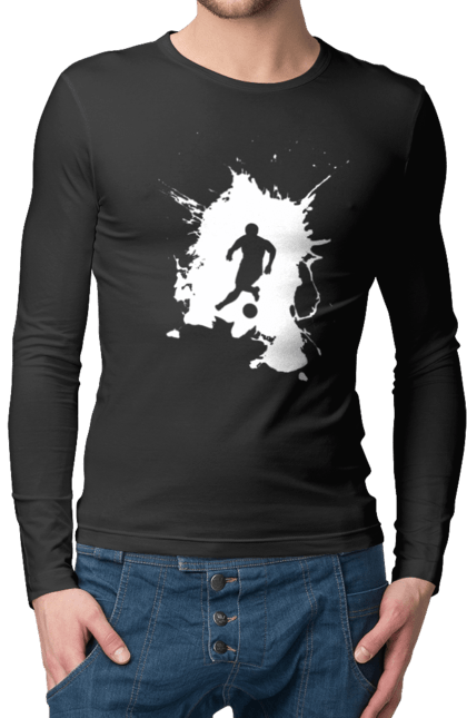 Чоловічий лонгслів з принтом "Футбол у серці". Ворота, гол, збірна, м`яч, перемога, спорт, турнір, україна, футбол, чемпіонат. 2070702