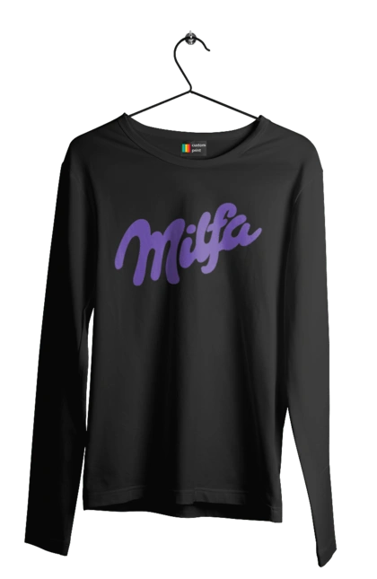 Чоловічий лонгслів з принтом "Milfa". Гумор, для жінок, жіноча, меми, мілка, мілфа, прикол, смішне, смішні. 2070702