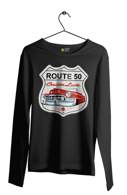 Чоловічий лонгслів з принтом "Route 50". Байк, байкер, байкер клуб, брат, брати, брутал, гарячий асфальт, гарячий кінь, гарячий стрижень, дорога 50, дорога 66, дорога 80, дороги америки, дороги україни, жага швидкості, клуб байкерів, мотоцикл, мотоцикліст, справжній чоловік, чувак, швидкість. 2070702