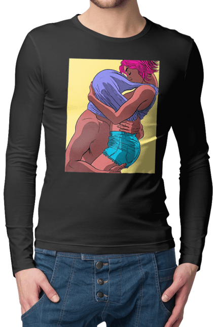 Чоловічий лонгслів з принтом "Чоловік Під Майкою У Дівчата". Пристрасть, сиськи. 2070702