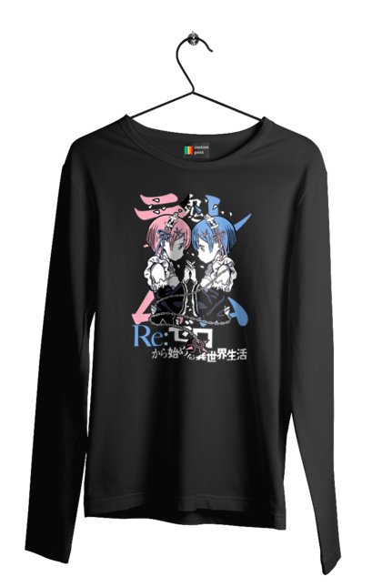 Чоловічій лонгслів з принтом "Re:Zero". Anime, manga, ram, re:zero, rem, аніме, драма, манга, рам, рем. 2070702