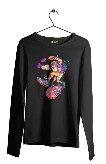 Чоловічий лонгслів з принтом "Дід на хвилі". Будь молодим, вогонь, ганяй, грай, дід та скейт, драйв, крутий дід, молодість у душі, спорт, старість. 2070702