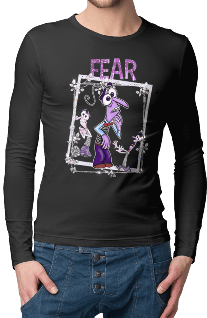 Men's longsleeve with prints Inside Out Fear. Cartoon, emotions, fear, inside out, pixar. 2070702