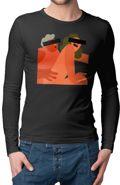 Чоловічий лонгслів з принтом "Кохання та прихована камера". Prikol, smex, гумор, дружба, жуйка, любов, мир, нас не впізнають, прихована камера, секс. 2070702