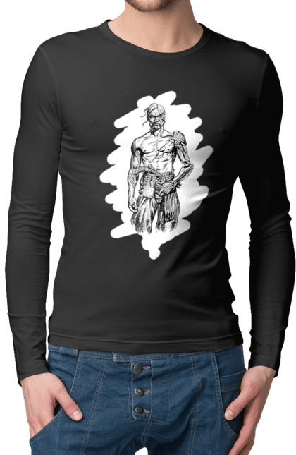 Men`s longsleeve with prints Cyborgs of ukraine. Cossack, cyborg, forelock, patriot, pistol, ukrainian, vusa, zbroya. 2070702