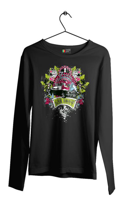 Чоловічий лонгслів з принтом "Автомобільне Шоу, Літо". Автомобіль, гроші, карти, пальма, шоу. 2070702