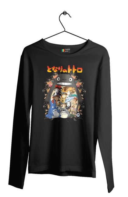 Men's longsleeve with prints Totoro. Adventures, anime, comedy drama, fantasy, film, my neighbor totoro, tv series. 2070702