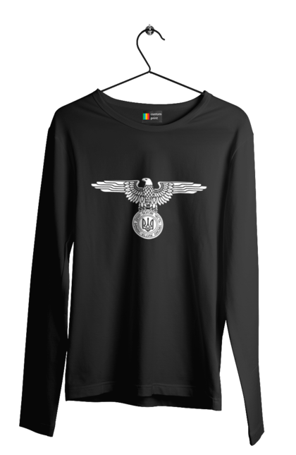 Чоловічий лонгслів з принтом "Тризуб і Орел". Герб, герб україни, орел, патріотичне, україна, українська символіка, українське. 2070702