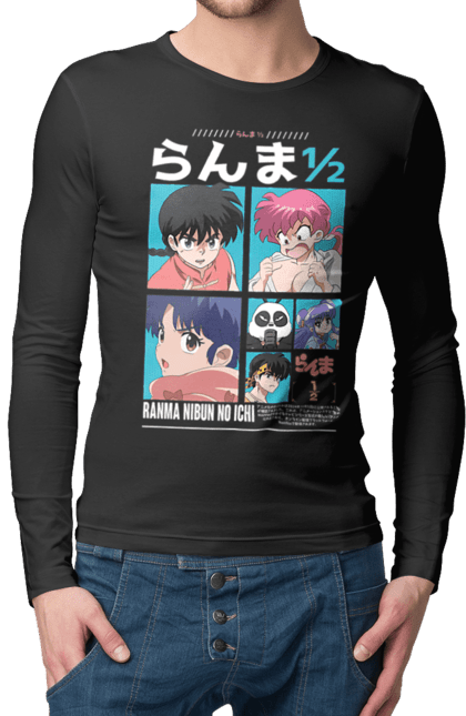 Men's longsleeve with prints Ranma 1/2. Action movie, anime, comedy, manga, mystic, ranma, romance, shampoo. 2070702