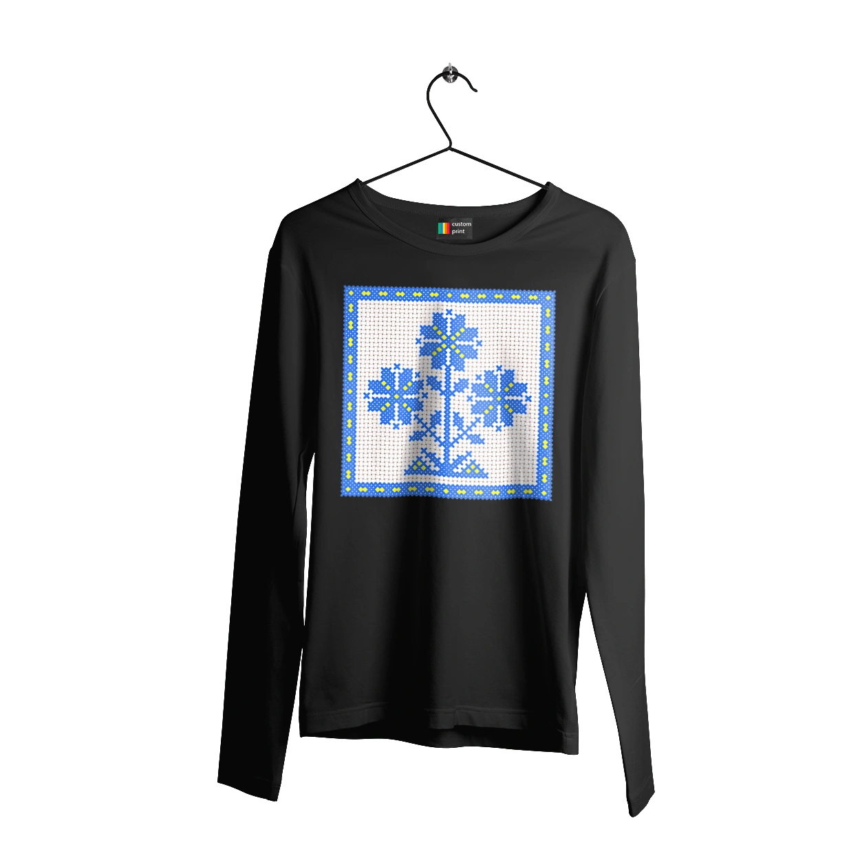 Жовто блакитна вишивка квіти