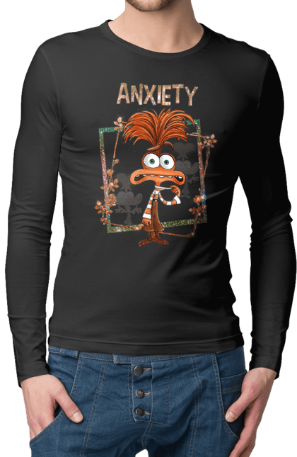 Men's longsleeve with prints Inside Out Anxiety. Anxiety, cartoon, emotions, inside out, pixar. 2070702