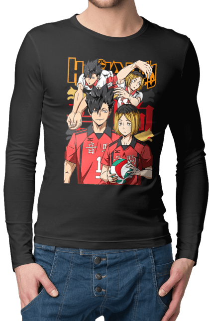 Мужской лонгслив с принтом Волейбол!! Хината и Куроо. Haikyu, kenma, kuroo, аниме, волейбол, кенма, куроо, манга. 2070702