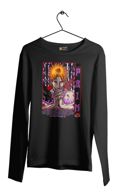 Men's longsleeve with prints Naruto Yahiko. Akatsuki, anime, character, manga, naruto, ninja, pain, tv series, yahiko. 2070702