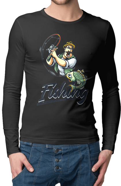 Чоловічий лонгслів з принтом "Рибалка, літо". Відпочинок, літо, рибалка. 2070702