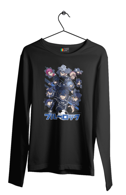 Men's longsleeve with prints Blue Lock. Anime, blue lock, blue prison, manga, sport, sports anime. 2070702