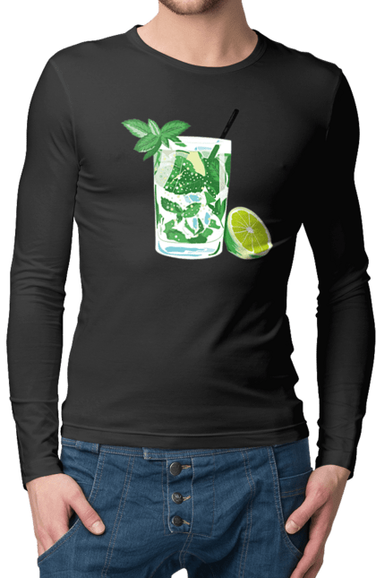 Men`s longsleeve with prints Mojito And Lemon Drink. Drink, lemon, mojito. 2070702