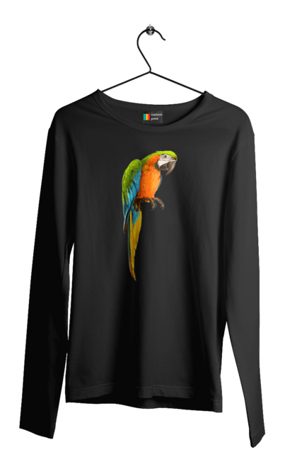 Чоловічий лонгслів з принтом "Просто Папуга". Папуга, пташка. 2070702