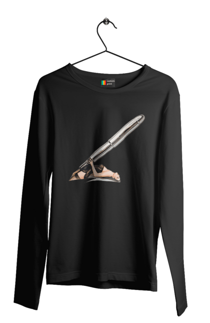 Чоловічий лонгслів з принтом "Великий Патрон". Дівчина, куля, патрон. 2070702