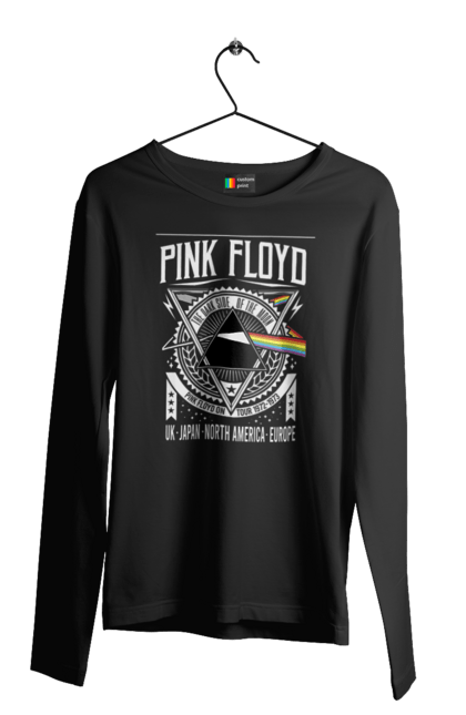 Чоловічій лонгслів з принтом "Pink Floyd". Pink floyd, альбом, музика, пінк флойд, рок, рок група, темний бік місяця. CustomPrint.market