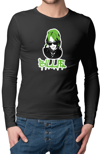 Чоловічий лонгслів з принтом "Billie Eilish". Активістка, біллі айліш, мизукант, права, співачка, тварини. 2070702