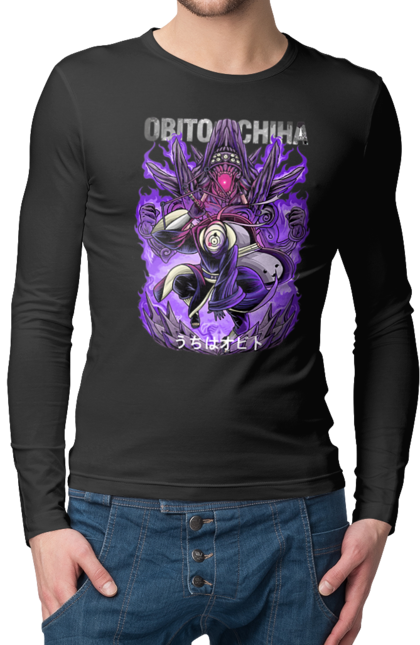 Мужской лонгслив с принтом Наруто Обито Учиха. Naruto, obito, obito uchiha, аниме, манга, наруто, обито, обито учиха, сериал, учиха. 2070702