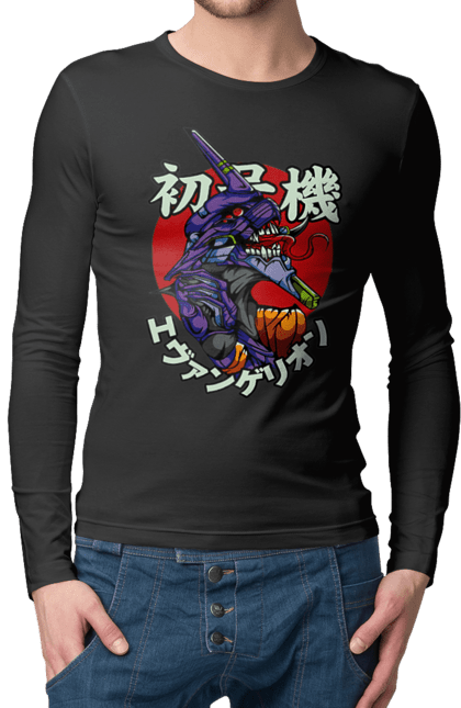 Men's longsleeve with prints Evangelion. Angel, anime, eva 01, evangelion, manga, neon genesis evangelion, shinji. 2070702