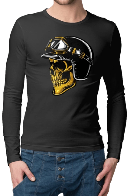 Skull in a motorcycle helmet