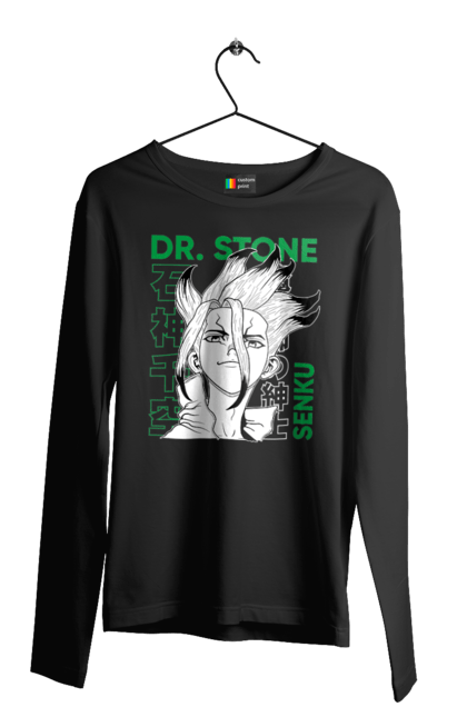 Чоловічій лонгслів з принтом "Dr. Stone Сенку". Dr. stone, ishigami, senku, senku ishigami, аніме, доктор стоун, ісіґамі, ісіґамі сенку, манга, сенку. 2070702