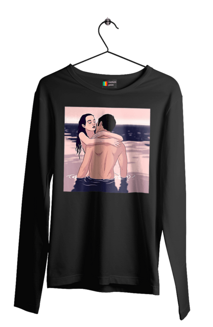 Чоловічий лонгслів з принтом "Парочка Обнімається В Річці". Голо, кохання, пара. 2070702