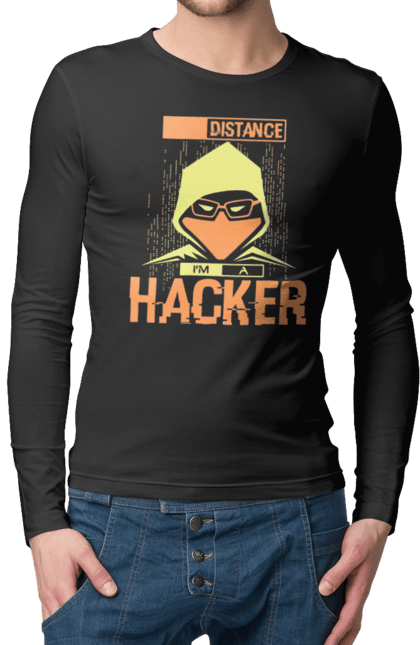 Чоловічій лонгслів з принтом "Я хакер". Айти, для програміста, компьютер, програміст, робота, хакер, я програміст. futbolka.stylus.ua