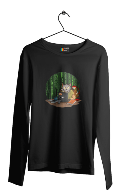 Чоловічий лонгслів з принтом "Кіт програміст". Angular, c, css, html, it, javascript, jquery, php, python, react, svelt, vue, айтишник, айті, гумор, код, кодувати, прогер, програміст, програмісти, ти ж, ти ж програміст, тиж програміст. 2070702