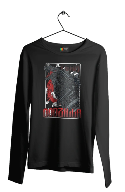 Чоловічий лонгслів з принтом "Годзілла". Godzilla, ґодзілла, динозавр, кайдзю, мутант, фільм, японія. 2070702