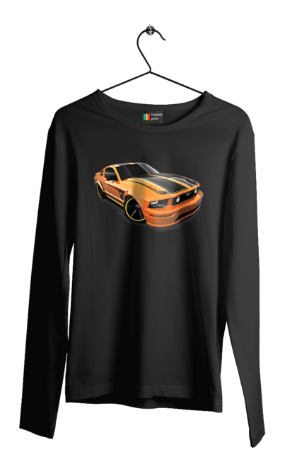 Чоловічий лонгслів з принтом "Помаранчева, швидкісна машина". Їзда, колеса, машина, швидкість. 2070702