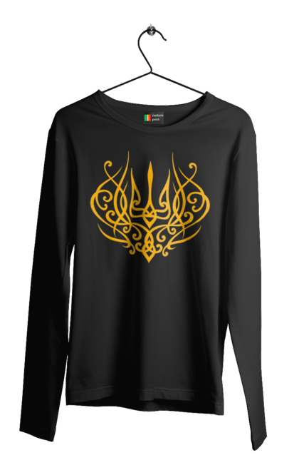 Чоловічий лонгслів з принтом "Герб України". Герб, герб україни, доброго вечора, з гербом україни, з тризубом, зсу, патріотична, прапор. 2070702