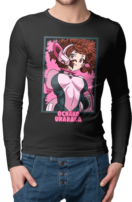 Чоловічій лонгслів з принтом "Моя академія героїв Урарака". My hero academia, ochako, uraraka, uraraka ochako, академія юей, аніме, манга, моя геройська академія, очако урарака, урарака. 2070702