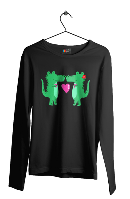 Чоловічій лонгслів з принтом "Пара крокодилів, любов". День святого валентина, крокодил, любов, парні футболки, почуття, серце. CustomPrint.market