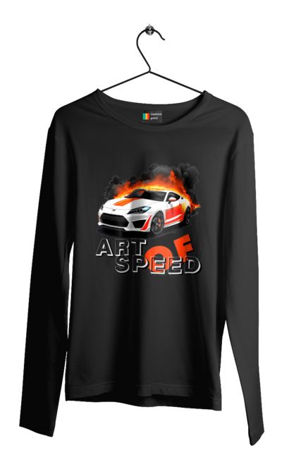 Чоловічий лонгслів з принтом "Швидкість". Авто, автомобіль, автомобільний, гонка, швидкість. 2070702