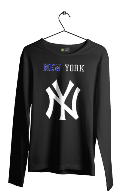 Чоловічій лонгслів з принтом "Нью Йорк Янкіз". Бізбол, нью йорк, нью йорк янкіс, спорт, янкі, янкіс. CustomPrint.market