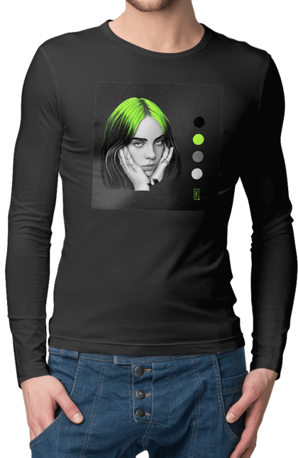 Чоловічий лонгслів з принтом "Біллі Ейліш". Біллі, біллі ейліш, ейліш. 2070702