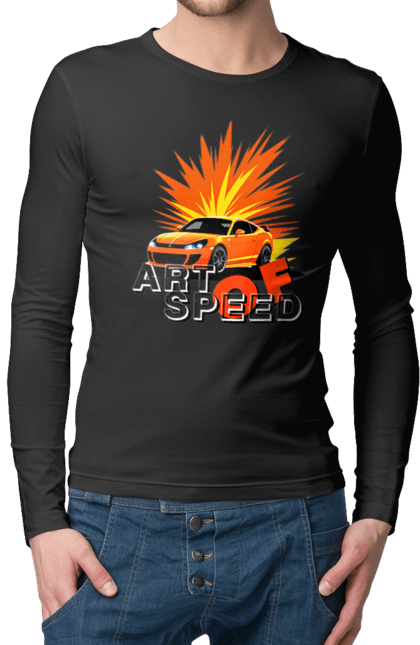 Чоловічий лонгслів з принтом "Мистецтво швидкості". Авто, автомобіліст, автомобіль, водій, швидкість. 2070702