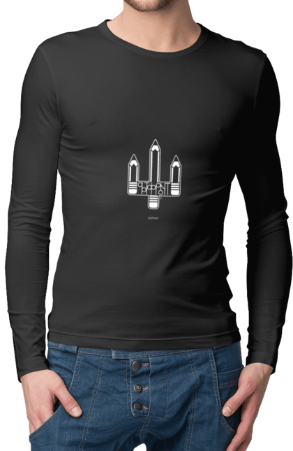 Чоловічий лонгслів з принтом "Артфронт білий моноцвіт". Sarabeevart, день незалежності, друк, купити, патріотична, україна, фронт. 2070702