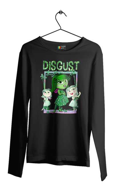 Мужской лонгслив с принтом Головоломка Брезгливость. Disgust, inside out, pixar, брезгливость, головоломка, мультфильм, эмоции. 2070702