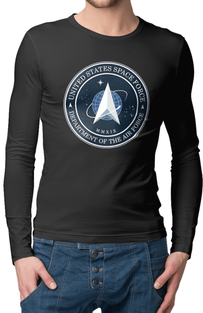 Men's longsleeve with prints United States Space Force. Emblem, political, politics, space, space force, space travel, united states, ussf. 2070702