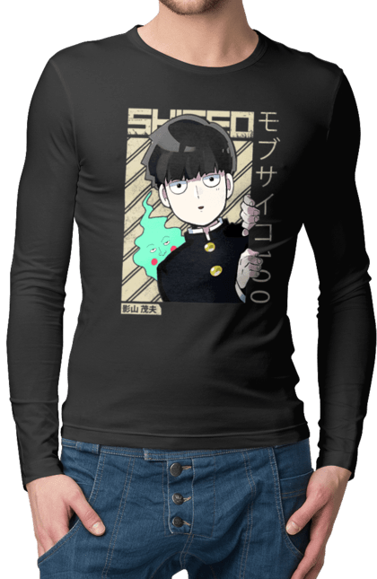 Чоловічій лонгслів з принтом "Mob Psycho 100". Anime, manga, mob psycho 100, shigeo kageyama, аніме, манга, моб, моб-вар ят 100, сігео кагеяма, шіґео каґеяма. 2070702