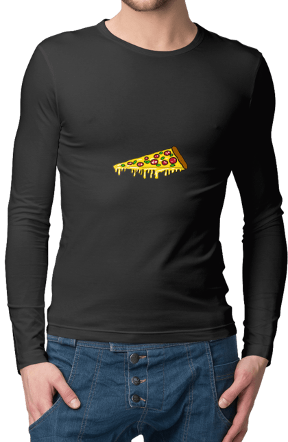Чоловічій лонгслів з принтом "Pizza". Food, pizza, їжа, піца. CustomPrint.market